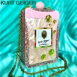 KURT GEIGER Perfume Bottle Box clutch on chain pink